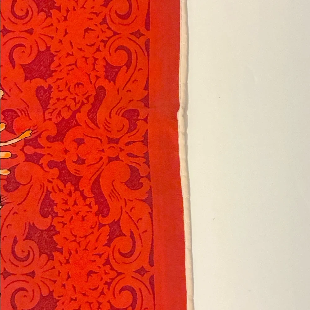 Christian Dior Floral Red and Cream Scarf
